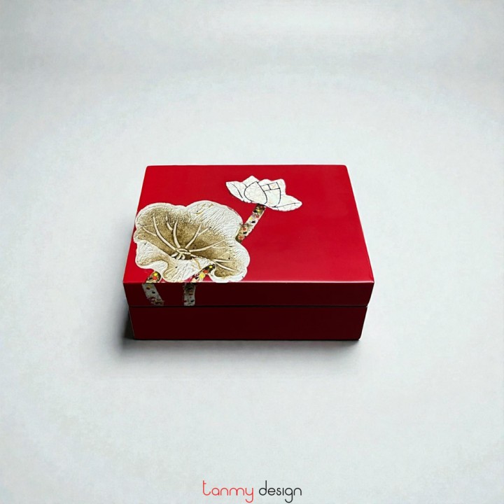 Rectangle lacquer visit card box with lotus 7*10cm ( different designs )